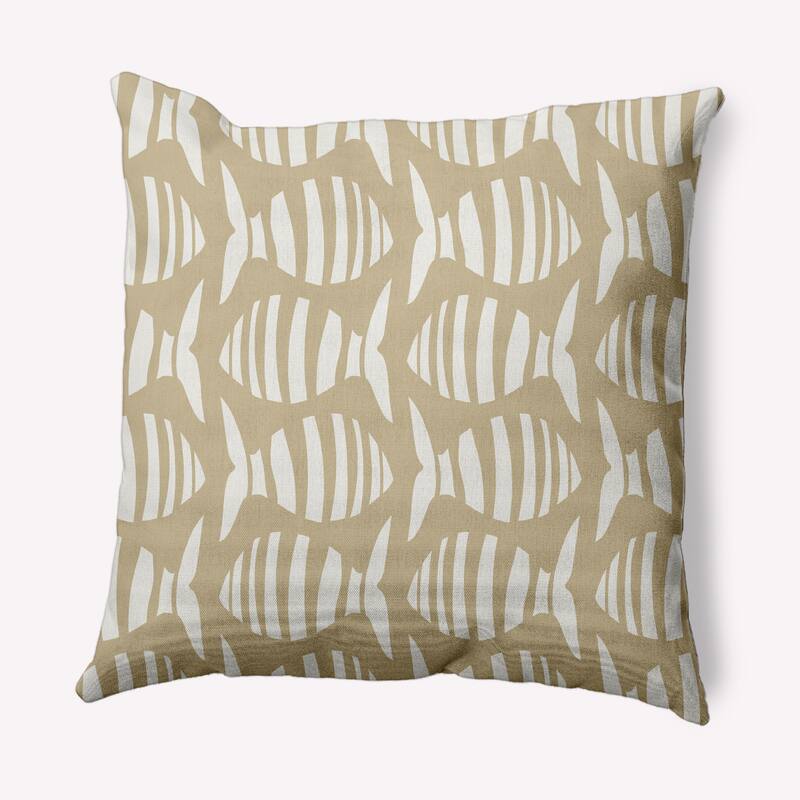 Swimming School Nautical Indoor/Outdoor Throw Pillow - Taupe - 18" x 18"