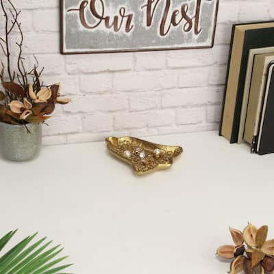 Gold Cast Iron Christmas Bell Catchall Tray