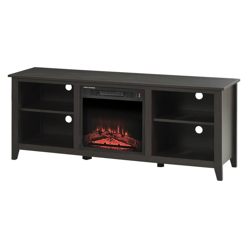 HOMCOM 2-IN-1 Design TV Stand and Electric Fireplace with 4 Cable Management, LED Flame, Fits for 65'' TV