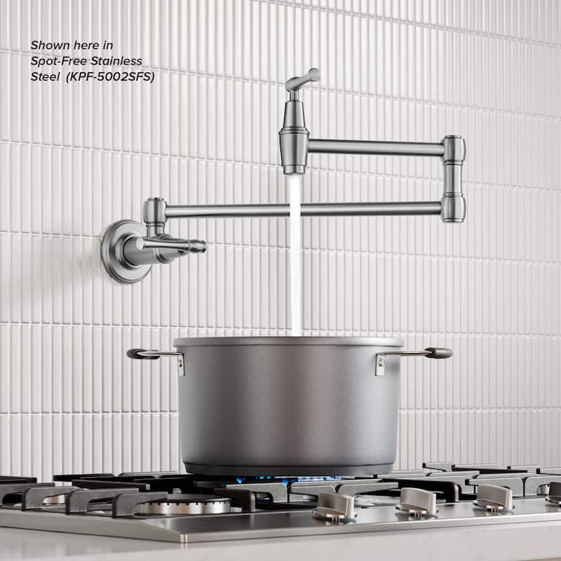 KRAUS Allyn Wall Mount Pot Filler Kitchen Faucet with Retractable Arm