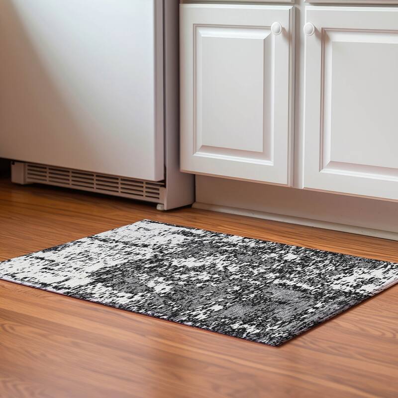 Premium Washable Super Soft Abstract Pixels Mayfield Rug - Black - 1'8" x 2'6"