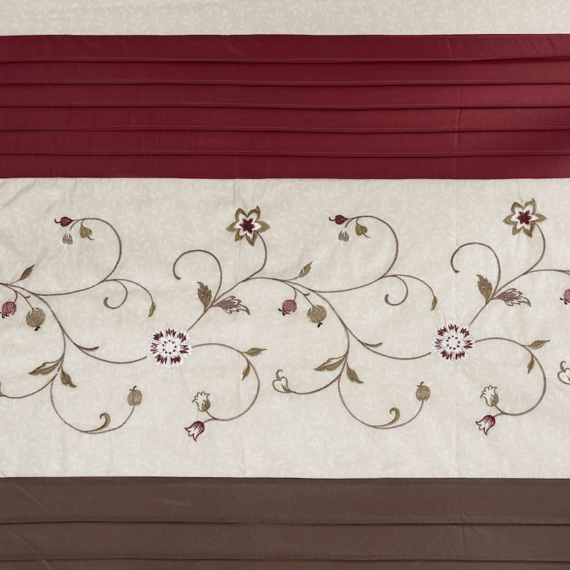 Faux Silk Embroidered Floral Shower Curtain