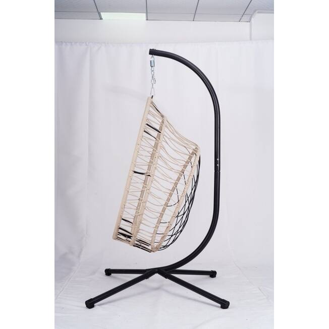 Beige Egg Shaped Hanging Chair with Stand - 24.4