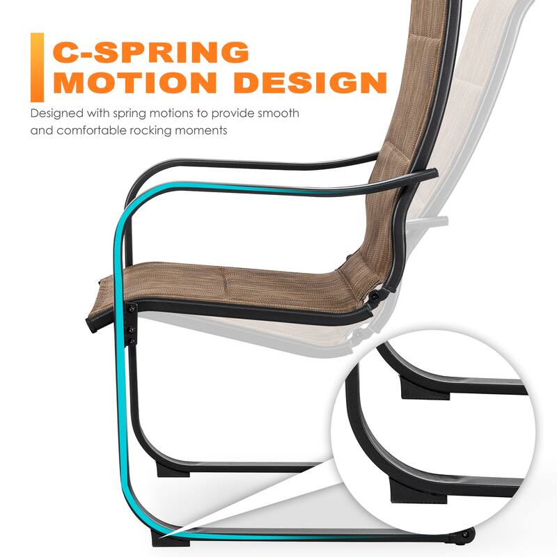 Patio 5-Piece Textilene Dining Set, C-Spring Chair Legs and Umbrella Hole