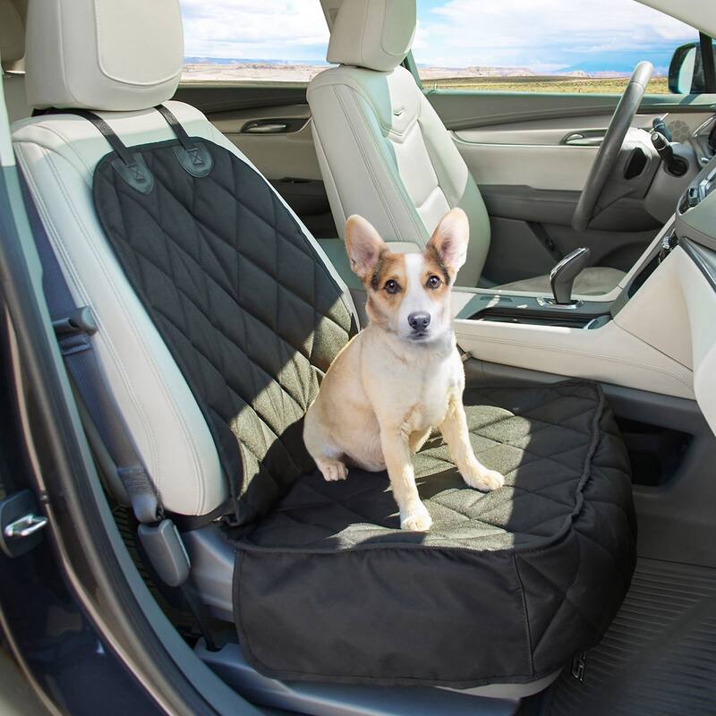 GOOPAWS Dog Front Car Seat Cover, Waterproof, Scratch Proof & Non Slip, Durable Pet Front Car Seat Cover for Trucks, SUV - Black