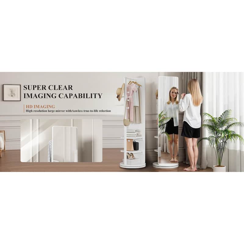 Versatile Full Length Mirror with Integrated Coat Rack for Home Spaces