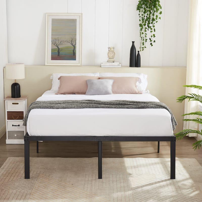 Javlergo 14/16/18 Inch Metal Platform Bed Frame, Heavy Duty Slat Support /No Box Spring Needed