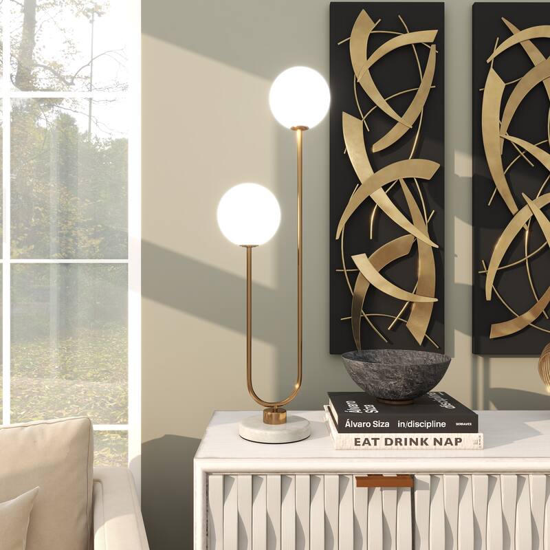 Stylish Metal Orb Light Table Lamp with Marble Base - Gold, Black, Silver