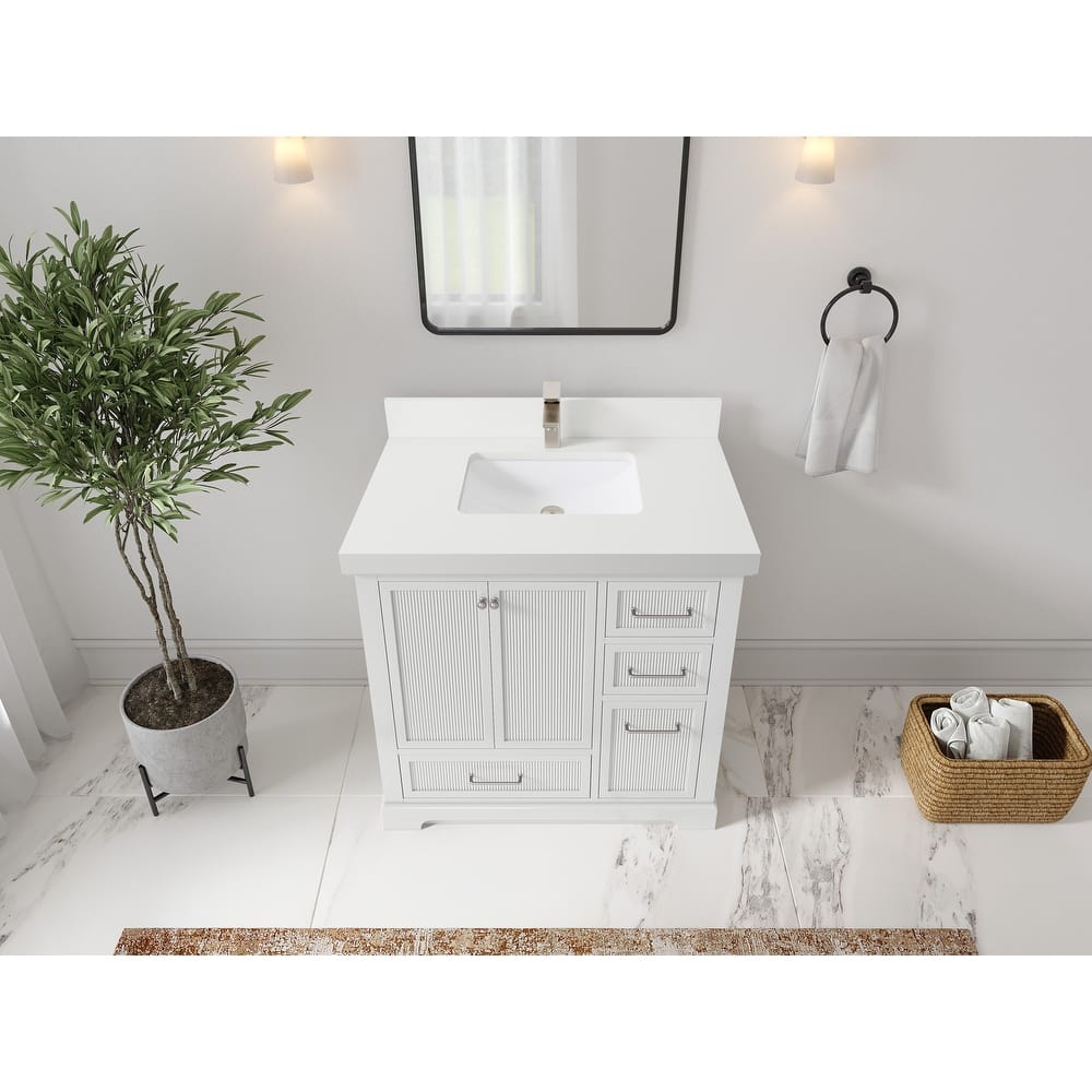 Willow Collections 36 in. W x 22 in. D Alys Center Sink Left Bathroom Vanity with Countertop