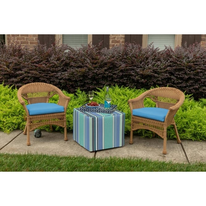 Sunbrella® Solid Fabric 1-Piece Indoor/Outdoor Wicker Seat Pad Cushion, 19.5"W x 19.5"L