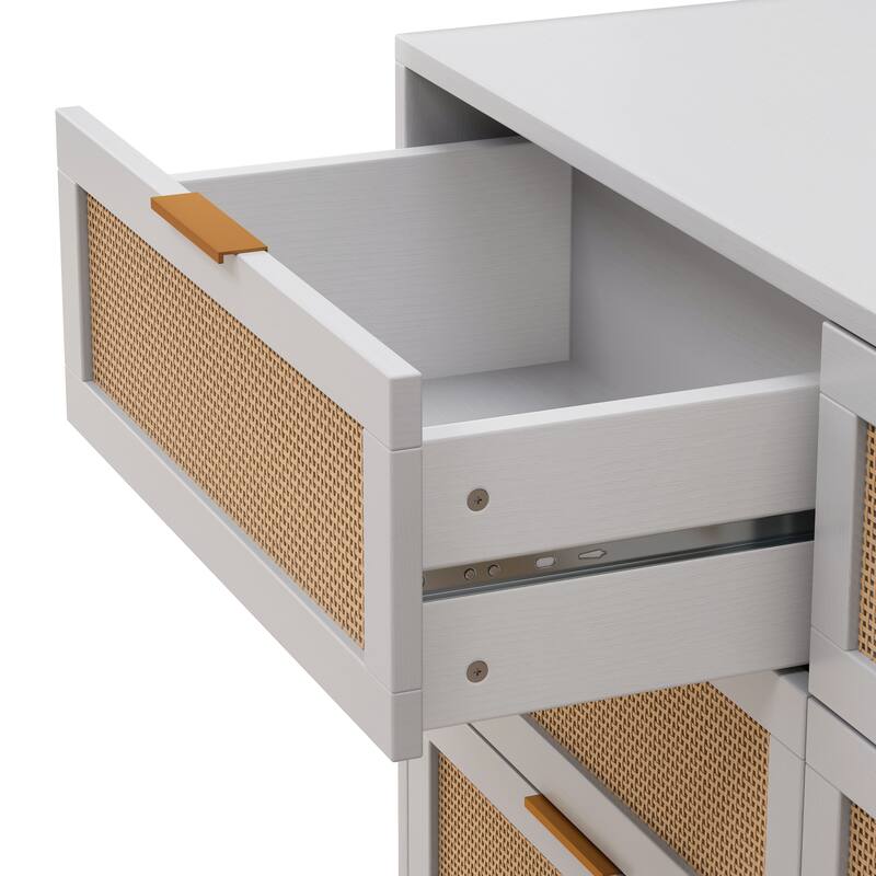 6-Drawers Rattan Storage Cabinet for Bedroom and Living Room