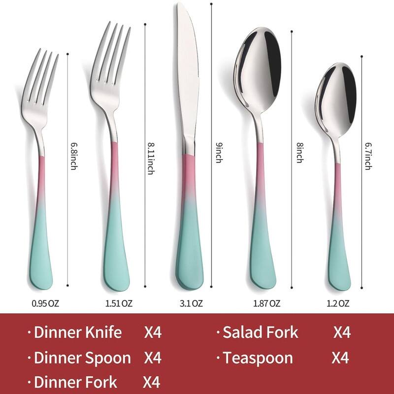 20 Piece 18/0 Stainless Steel Flatware Cutlery Set Service for 4,Mirror Finish
