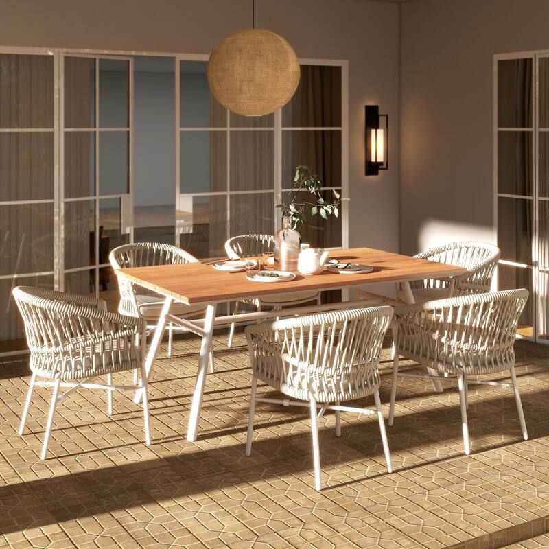 Maiden 71" 6-Seater Teak Wood Aluminum Patio Dining Table