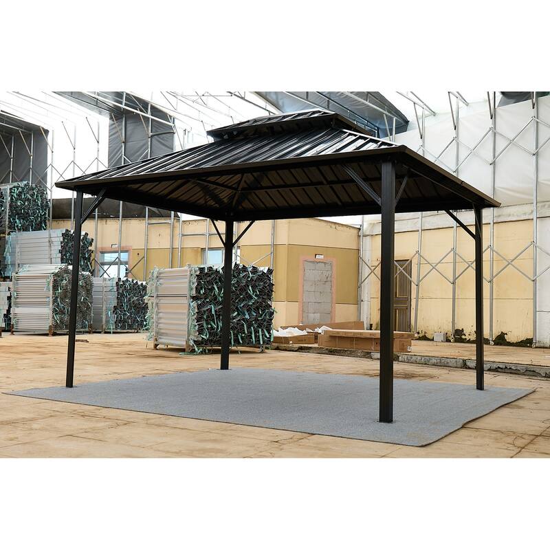 10x10 Double-Roof Steel Gazebo with Weatherproof and Rust-Proof Features