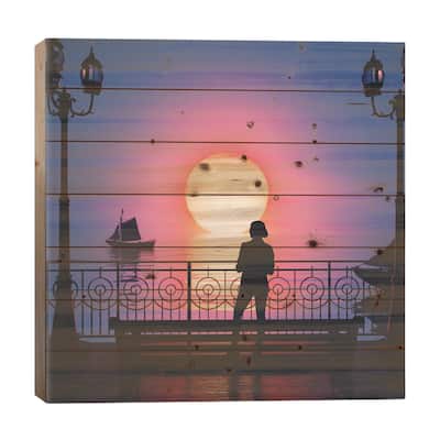 A Peaceful Sunset Print On Wood by Davansh Atry - Multi-Color