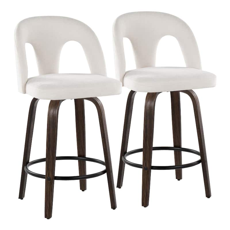 Ava Upholstered 26" Fixed-Height Counter Stool - Set of 2 - White