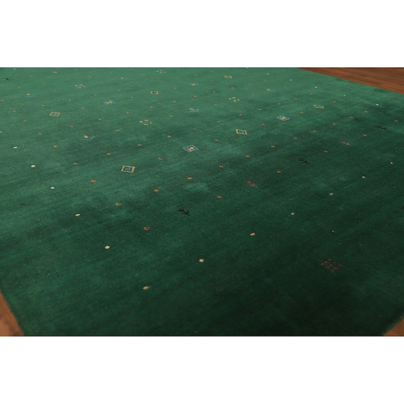 Hand Knotted Oriental 100% Wool Carpet Tribal Tribal Green Gabbeh Area Rug - 7' 10'' X 5' 9''