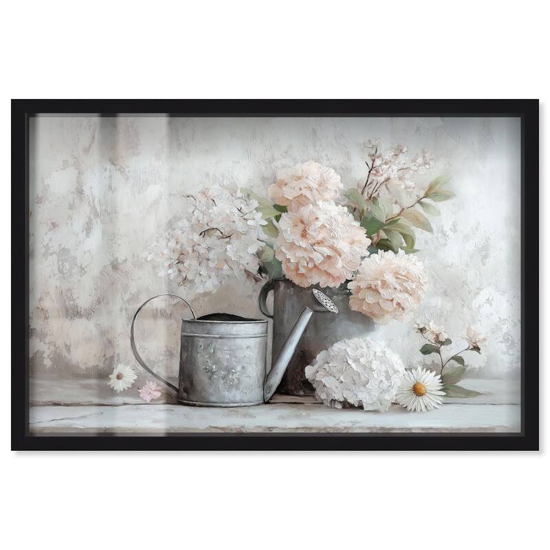 Can and White Blooms Shadowbox by Art Remedy - Black - 36" x 24"