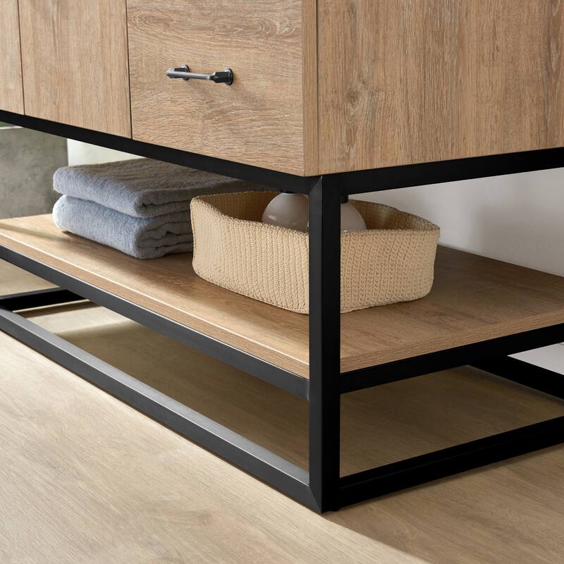 Alistair 42" Single Vanity with White Grain Stone Top without Mirror