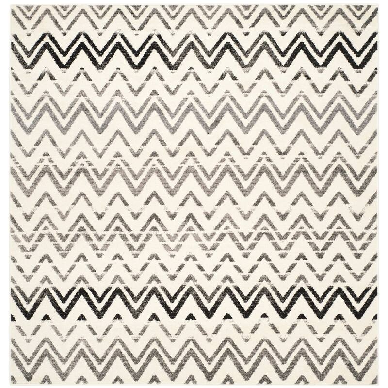 SAFAVIEH Evoke Lissa Distressed Vintage Boho Rug - 6' Square - Cream/Dark Grey - Square