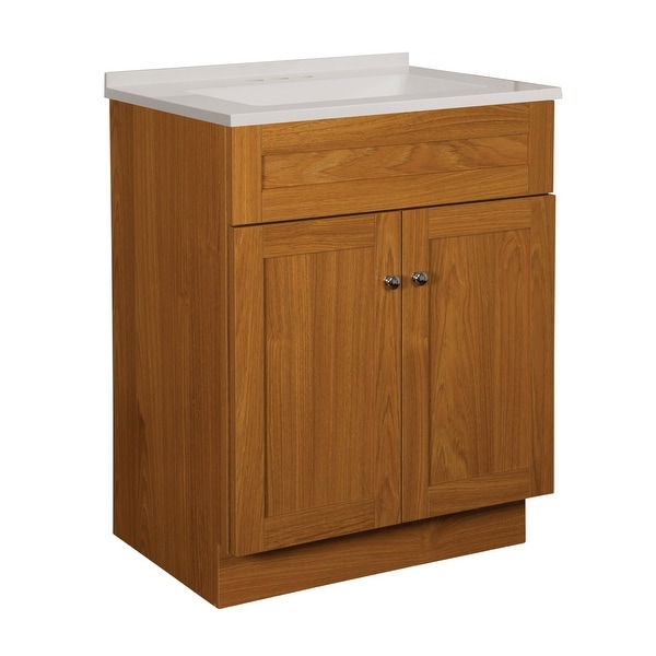 Foremost DNVT2418 Dennison 25" Free Standing Single Basin Vanity Set with Wood Cabinet, Stone Composite Vanity Top and