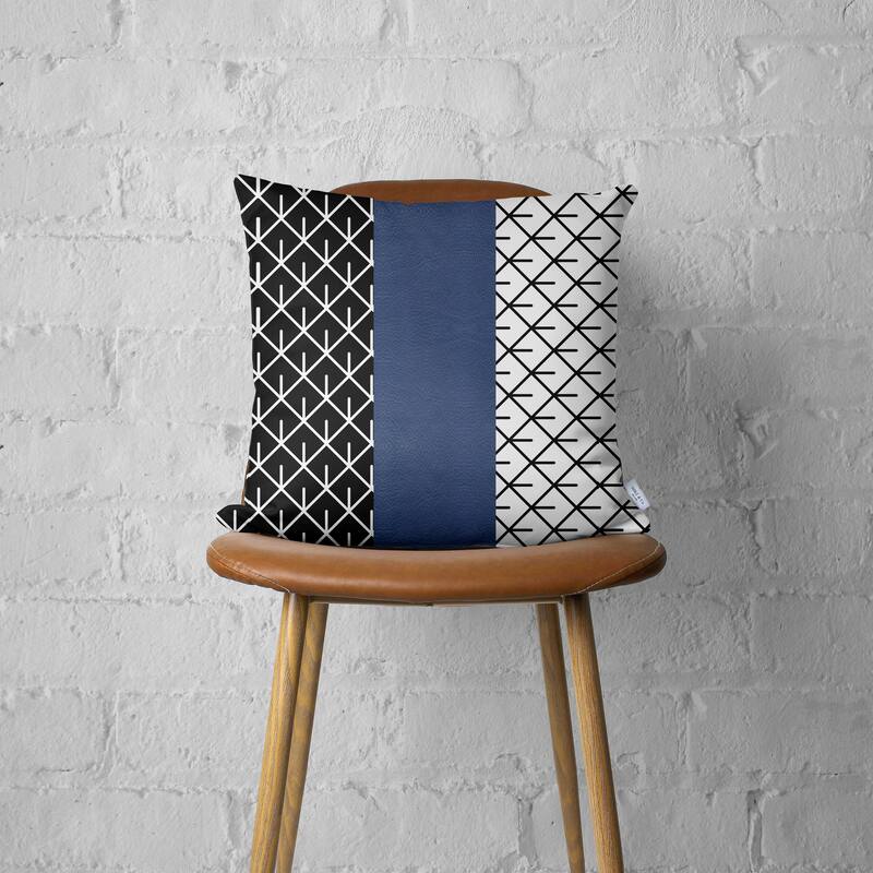 Faux Leather Printed Square Throw Pillow Cover