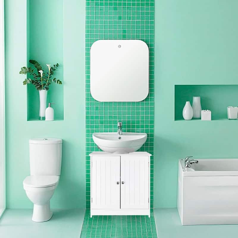 23" Bathroom Wood Vanity Storage Wall Mounted 2 Door Floor Cabinet