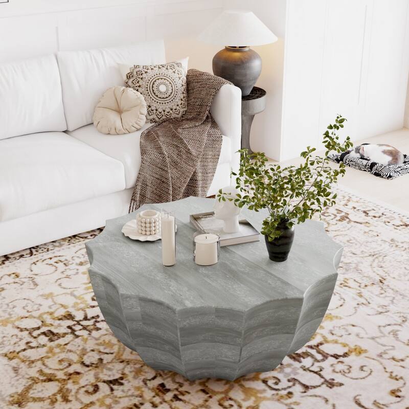 35.43" Modern Coffee Table, MgO Cement Coffee Table