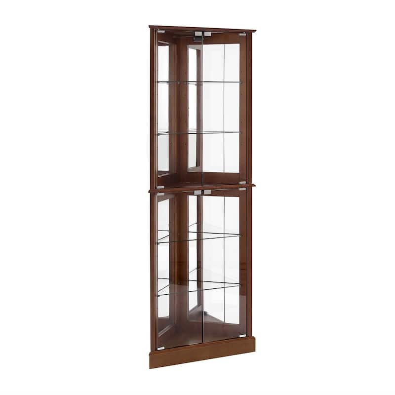Glass TierCorner Dish Cabinet With Adjustable Shelves And Lighting - 26"L*13"W*72"h