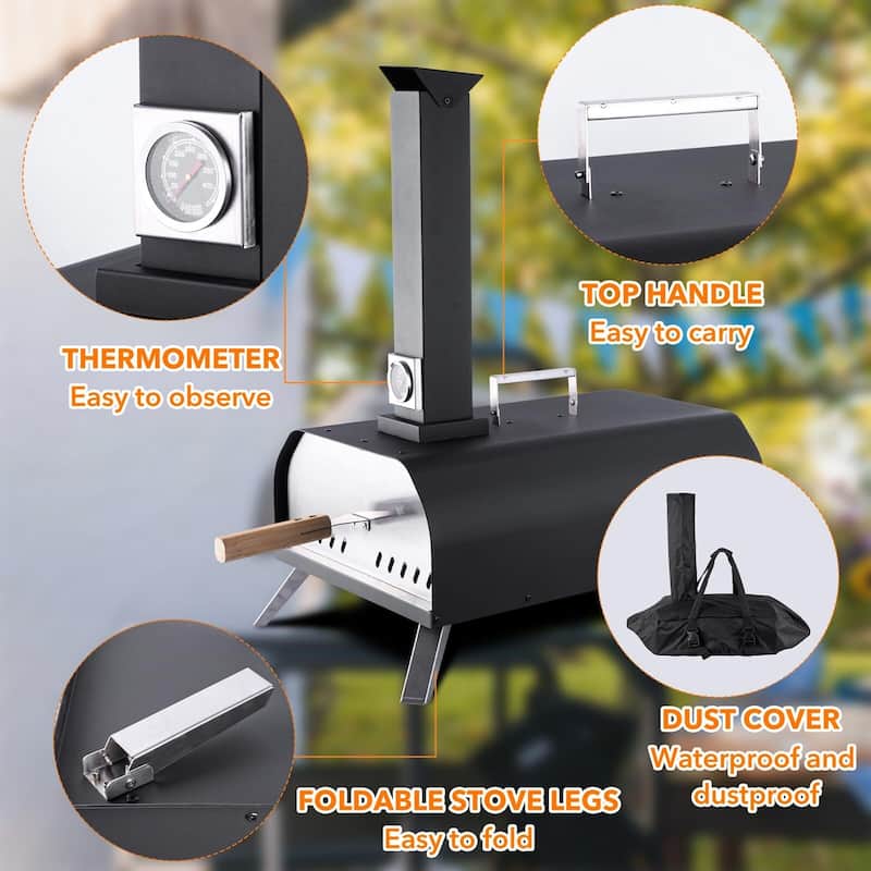 Outdoor 13" Stainless Steel Wood Fired Pizza Oven
