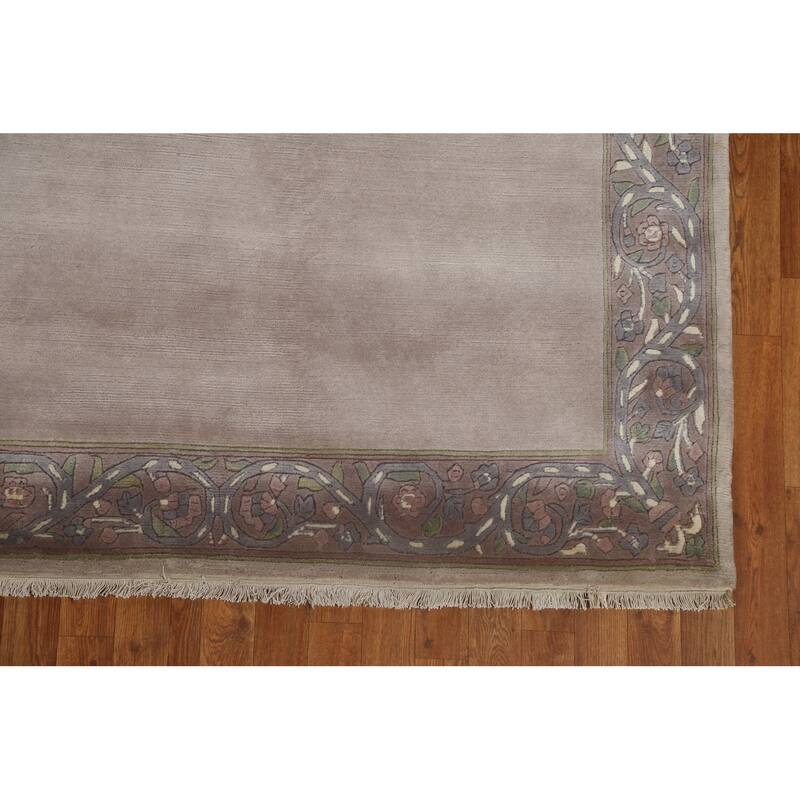 Bordered Nepalese Oriental Wool Area Rug Hand-knotted Office Carpet - 5'6" x 8'7"