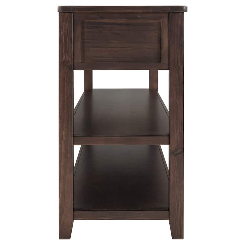 50" Solid Wood Console Table with 3 Drawers & 2 Open Shelves, Mid-Century Side Table Entryway Table for Living Room Entryway