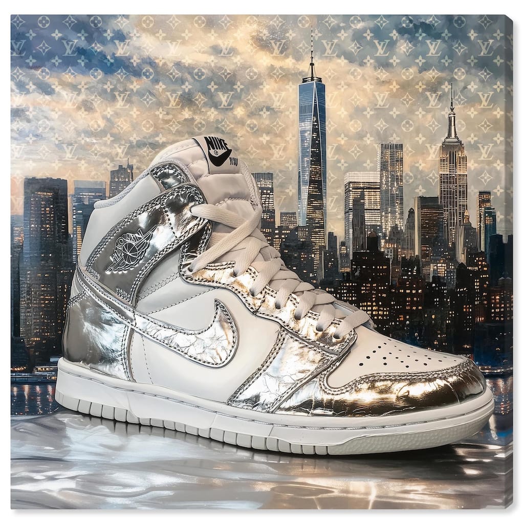 NYC Metallic Sneaker Canvas by Art Remedy, Gallery Wrapped