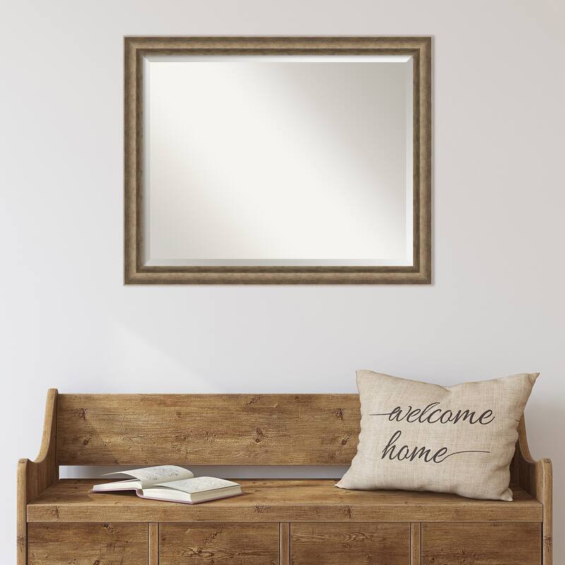 Angled Beveled Wood Framed Wall Mirror