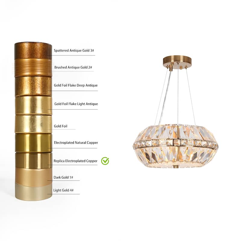 Modern Crystal 3-Light Mini Drum Chandelier Bedroom Breakfast Nook Pendant Lights - Gold