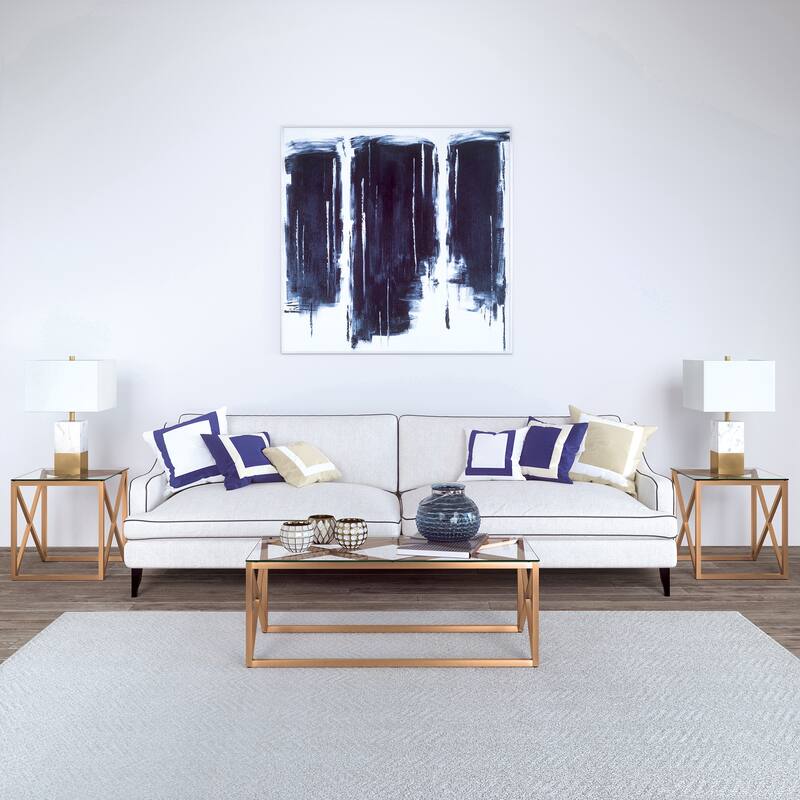 Dixon Geometric X-Base Metal & Glass Coffee Table (Optional Finishes)