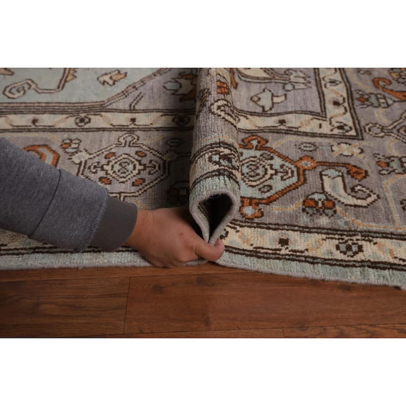 Light Blue Oushak Vegetable Dye Rug Hand-Knotted Oriental Wool Carpet - 8'5"x 10'2"
