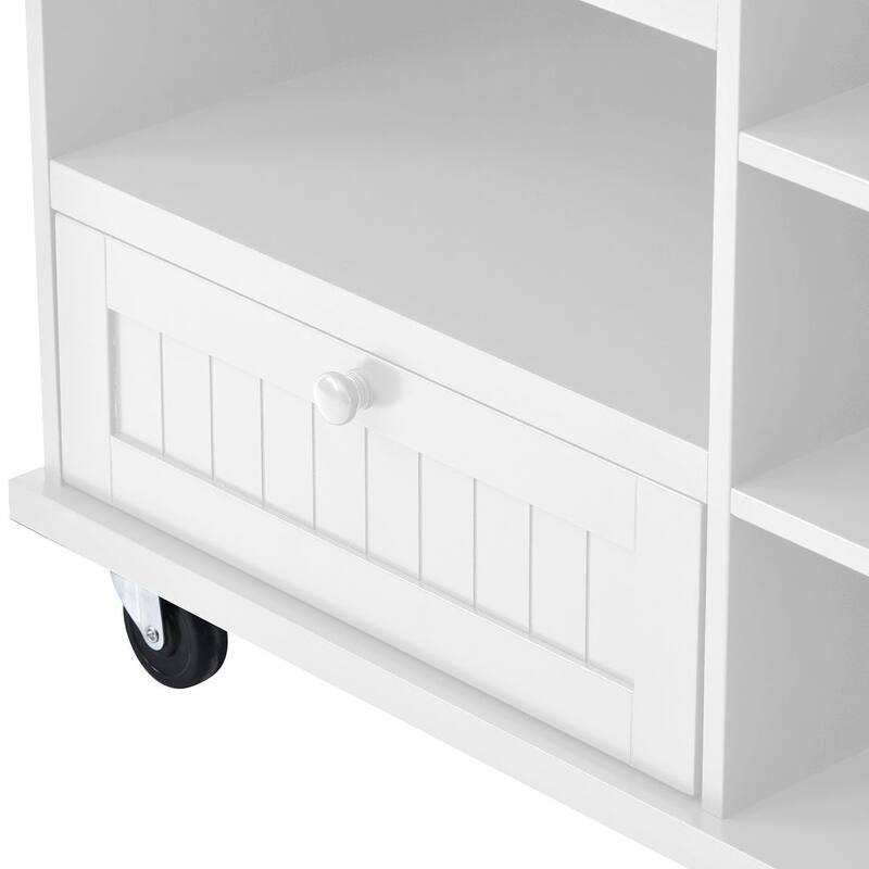 Kitchen Island Cart with Wheels,Storage Cabinet, Solid Wood Desktop