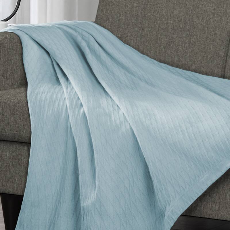 Diamond Weave All-Season Bedding Cotton Blanket by Superior - Twin - Aqua