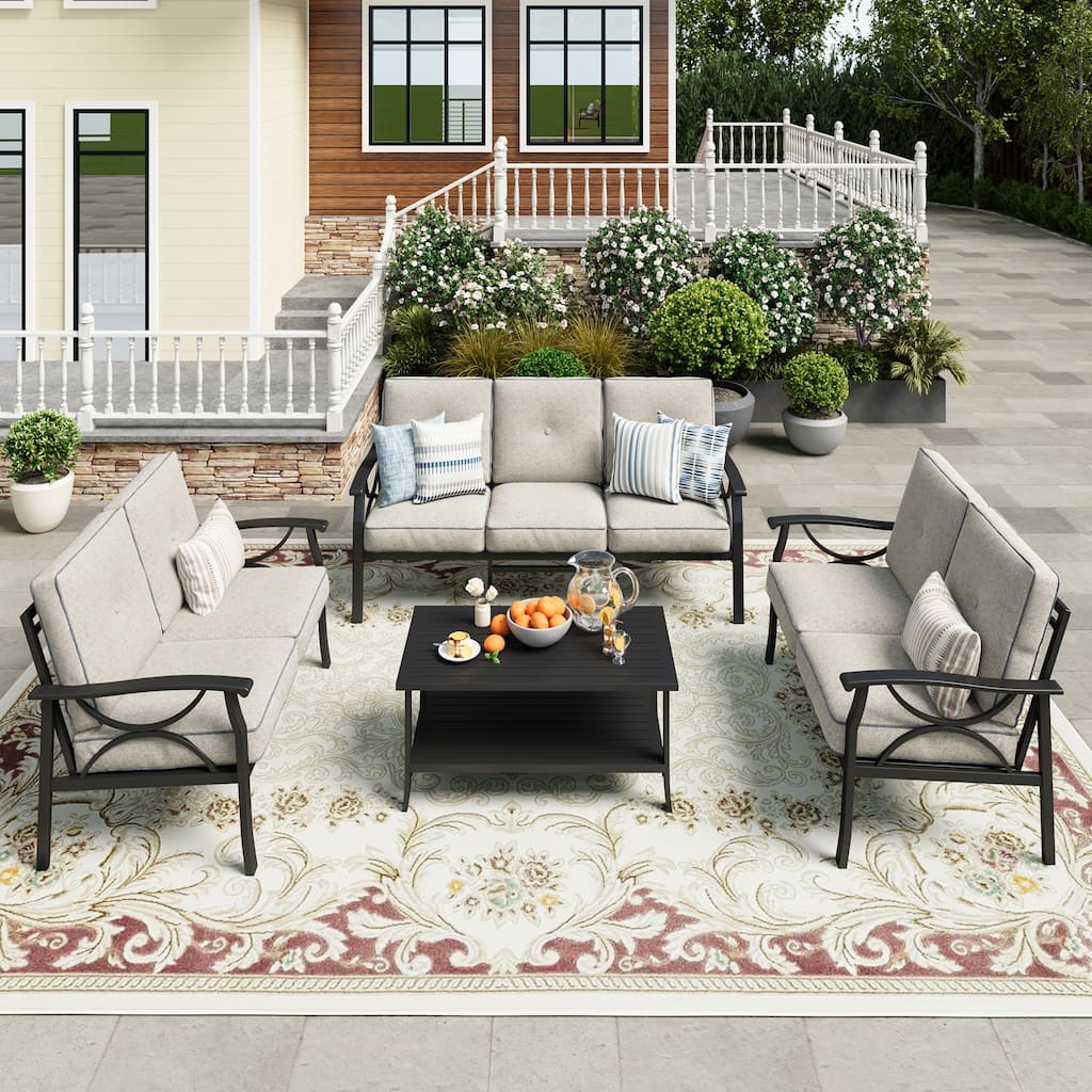 7-Person Patio Conversation Sets with Cushions