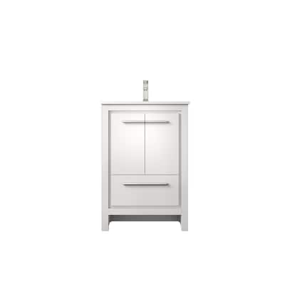 Lafarre Bath Vanity with Quartz Top, Sink, Mirror and Rose Gold Faucet
