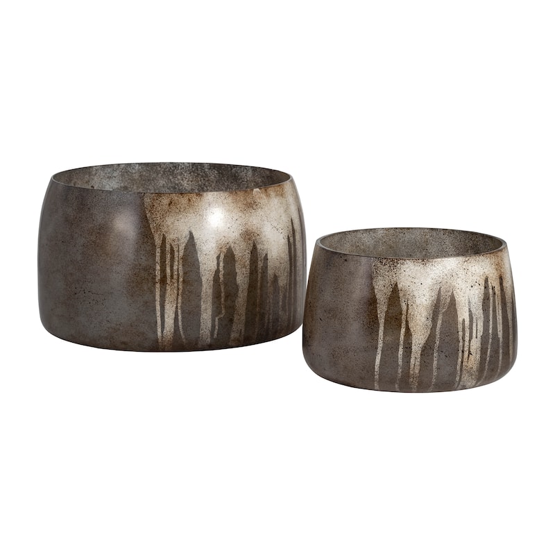 6"Hx10" Diameter/8"Hx14" Diameter, Glass Decorative Bowls, Set of Two, Bronze. Perfect for Adding Elegance to Your Home
