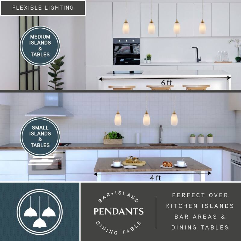 VAXCEL Milano 1-Light 4.75 in. Wide Bell Mini Pendant, White Alabaster Glass Shade, Adj Height Hanging Ceiling Fixture