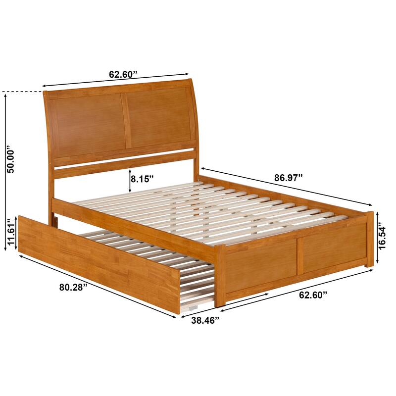 Portland Platform Bed with Footboard and Twin XL Trundle
