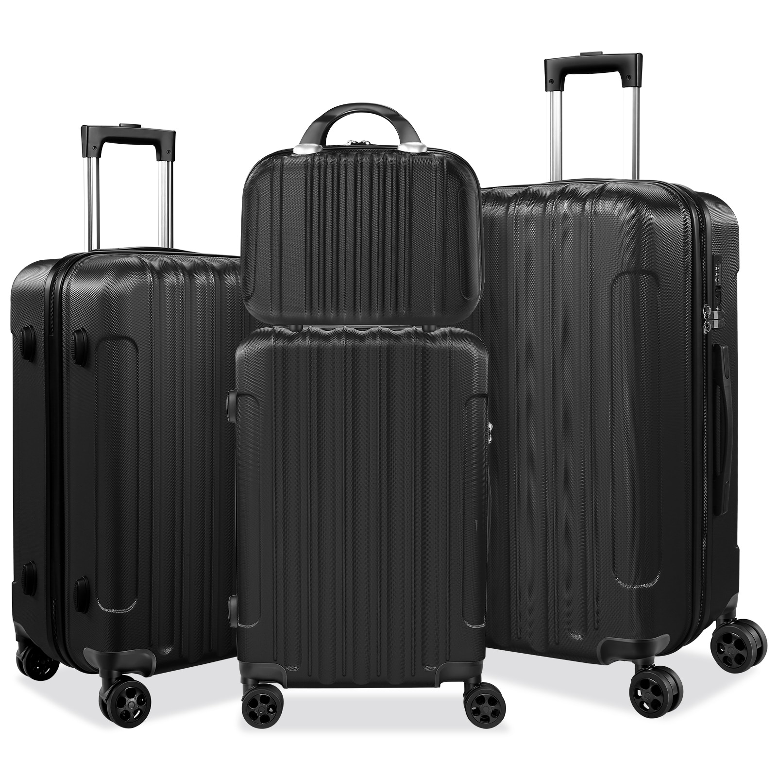 28In Luggage Aluminium Frame Suitcase Hard Shell TSA Lock No Zipper Silver  