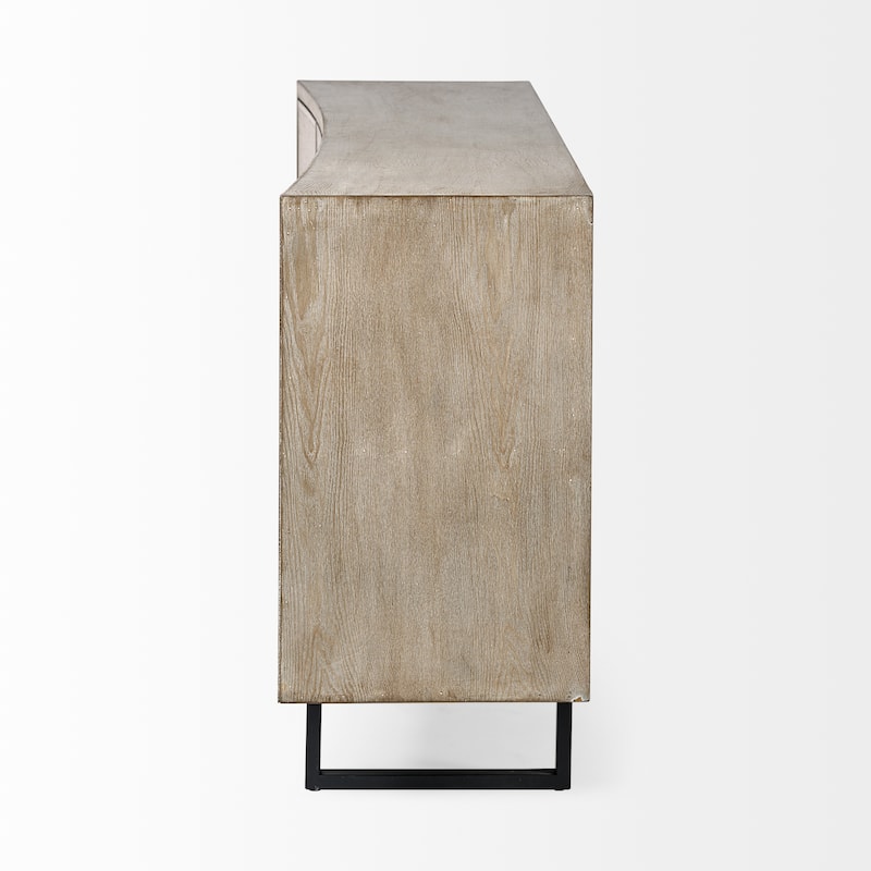 Bellefontaine II Brown Fir Veneer Frame w/ Fabric Covered Cabinet Doors Sideboard - 68.0L x 15.5W x 31.5H