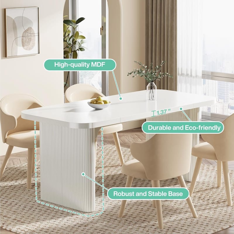 62-Inch Wood Dining Table for 4-6 People Modern Rectangular Kitchen Table for Dining Room Living Room