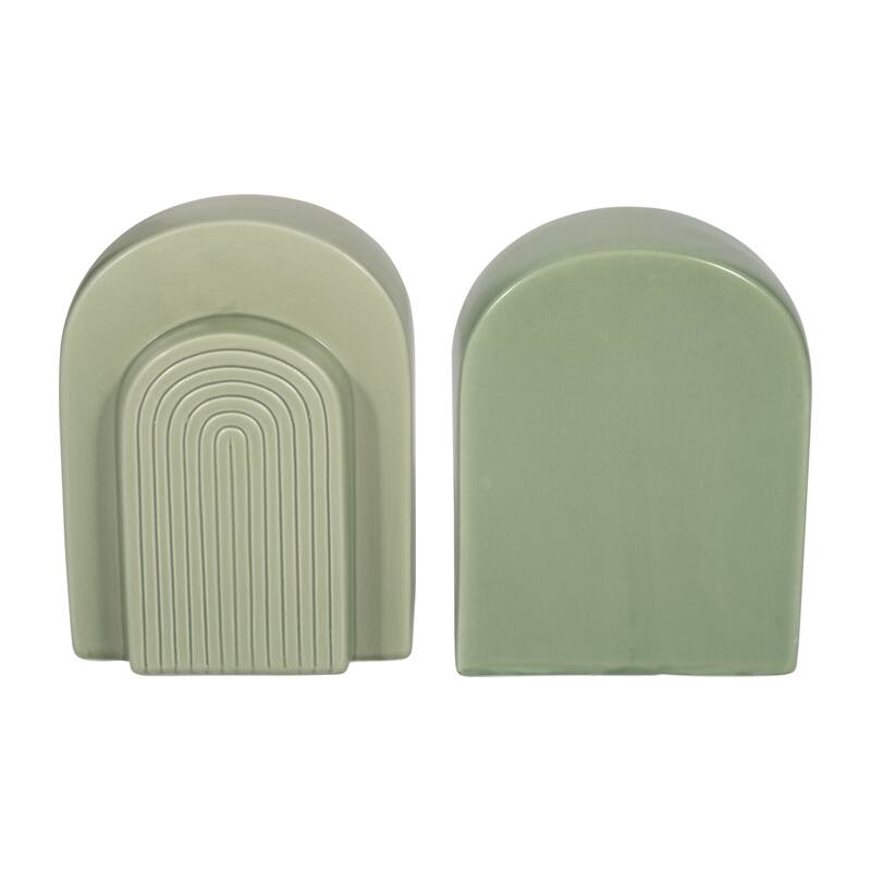 Stoneware Ceramic Boho Arch Design Modern Decorative Bookends Set of 2