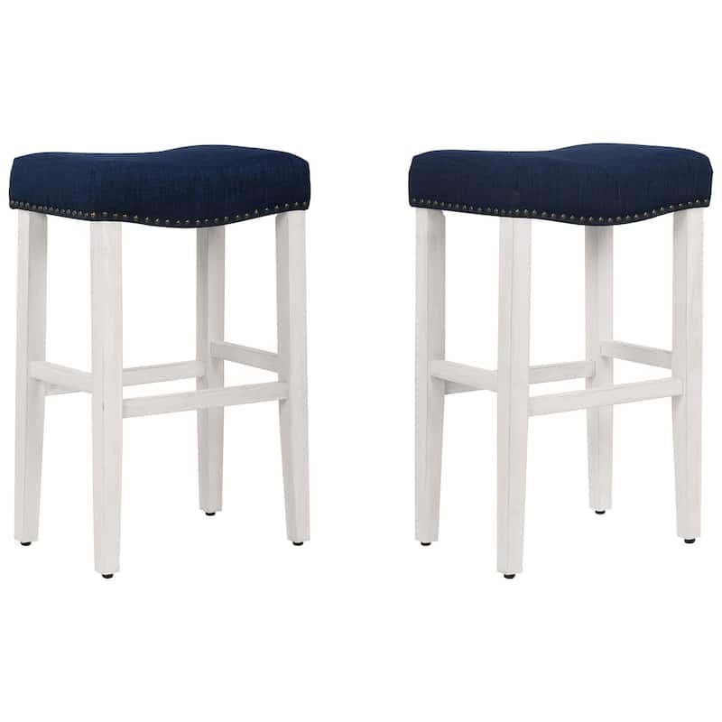 Jameson Upholstered Polyester Antique White 29 Inch Bar Stool (Set Of 2)