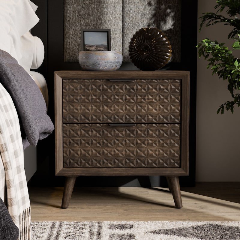 Furniture of America Orelo Modern Dark Brown Wood 2-Drawer Nightstand - Dark Brown